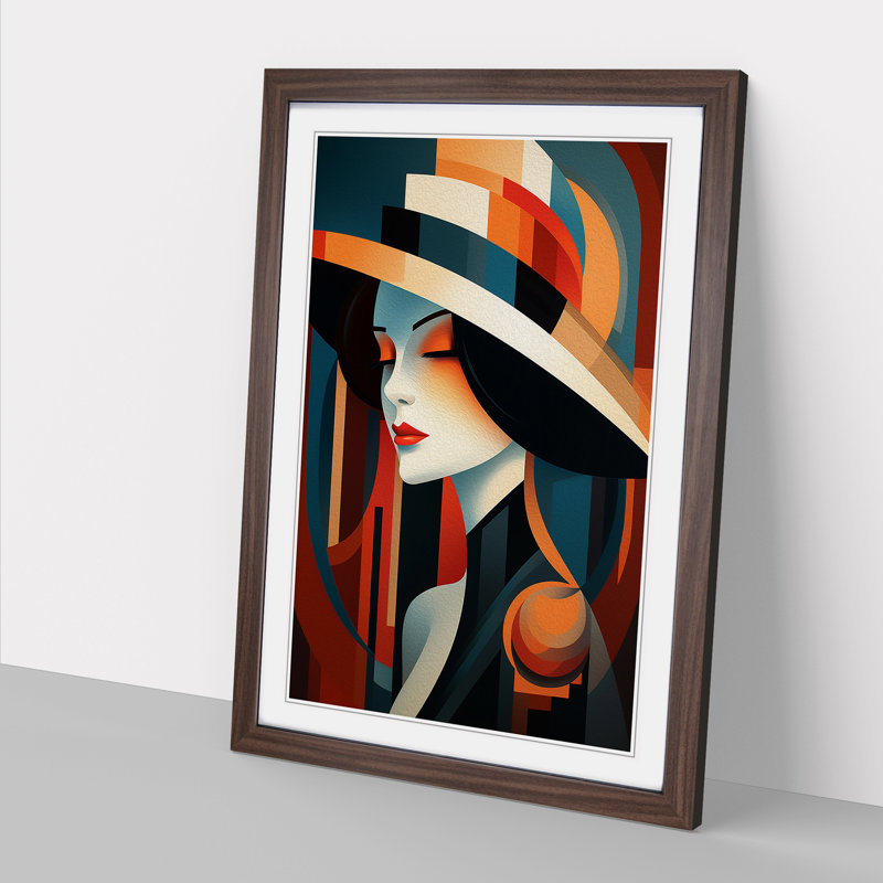 Single Picture Frame Print on Wood, 64cm H x 46cm W, Walnut Framed