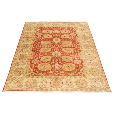 Tapis décoratif en laine de conception unique 5 pi 11 po x 8 pi 8 po Deshaundra noué à la main New Age