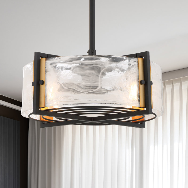 Hayward 4-Light Fan D'Lier in Matte Black with Warm Brass Accents