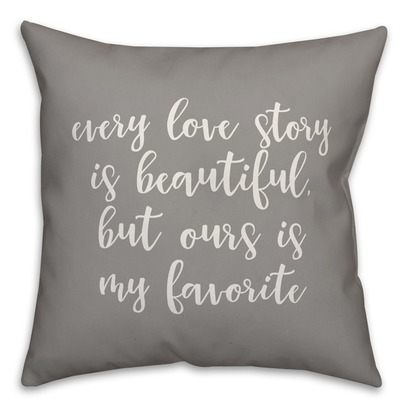  Coussin décoratif "Chaque histoire d'amour est magnifique", Gris, Coussin et housse de coussin