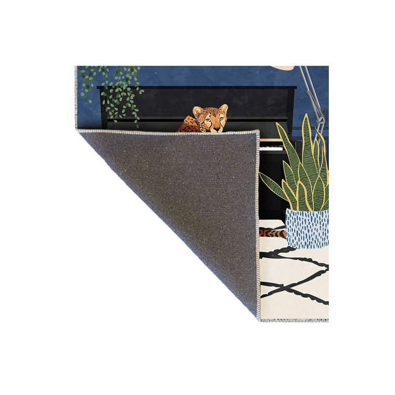 Tapis décoratif lavable à la machine moderne à motif piano et léopard, Rectangle 3 pi 3 po x 4 pi 11 po