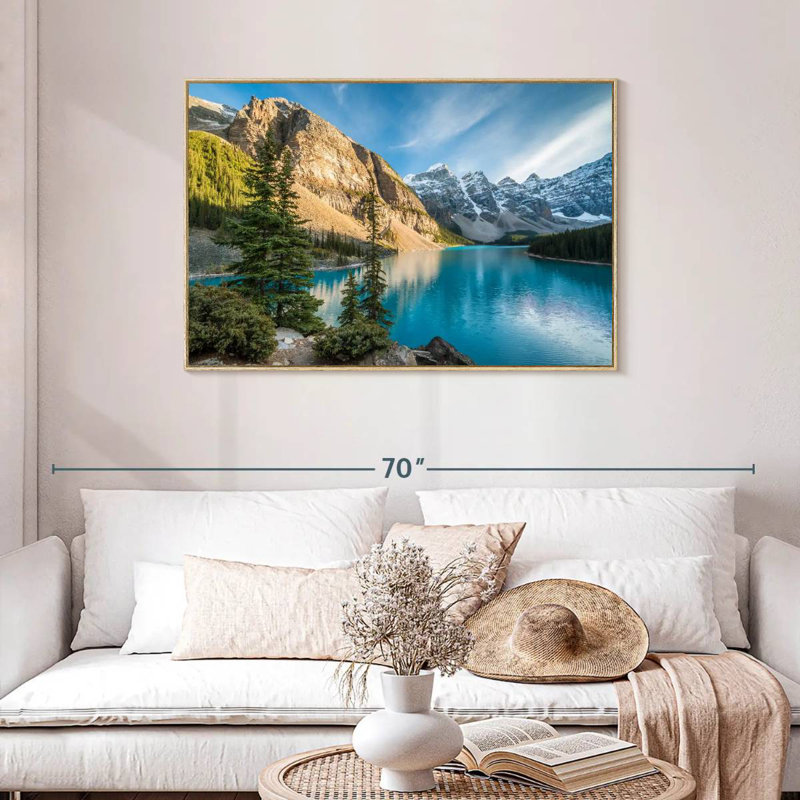 Lac Moraine Glorious, Cadre flottant en bois naturel, 43 po x 29 po