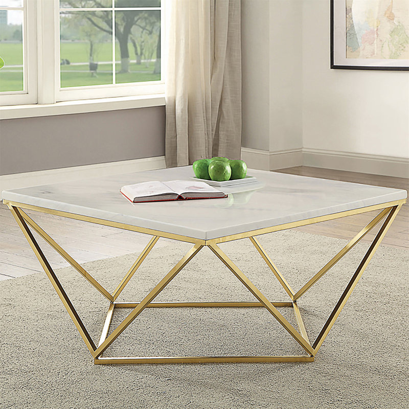 Table basse avec pieds en métal blanc et doré Orion (table incluse seulement)