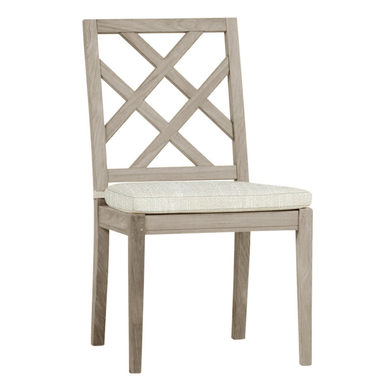 Chaise d'appoint d'extérieur en teck Haley, Teck huître, Pas de soudure, Rollo crème