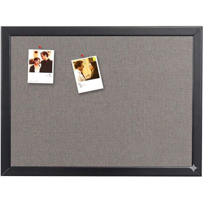 Wood Framed Fabric Cork Bulletin Board, Wall Mounted Notice Board For Home, Office & School Organization