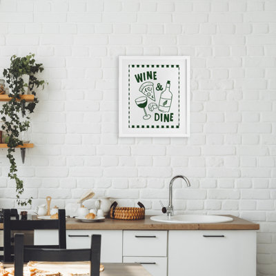 Wine & Dine Checkerboard Border Framed Print Under Glass, design by Heather Dutton