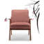 Chaise en velours rose de style Mid-Century moderne, fabriquée en bois massif, ajoutant une place assise supplémentaire à la construction d'espaces de vie, petite-841553994