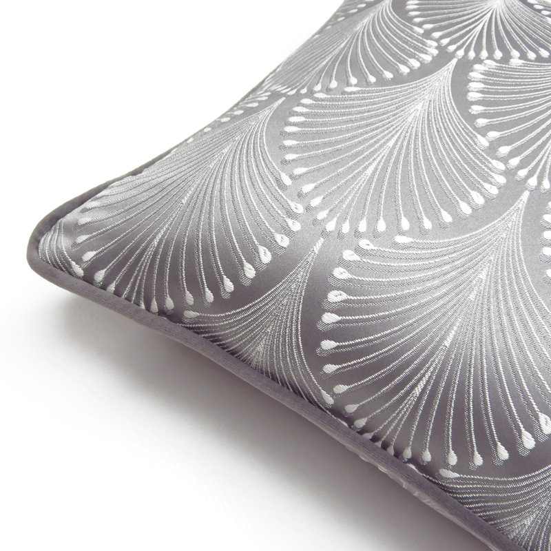 Boudoir Geometric Square Cushion, Silver, Polyester