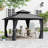 Double Roof Hardtop Metal Patio Gazebo with Curtains and Netting-110377480-110377479-110777380