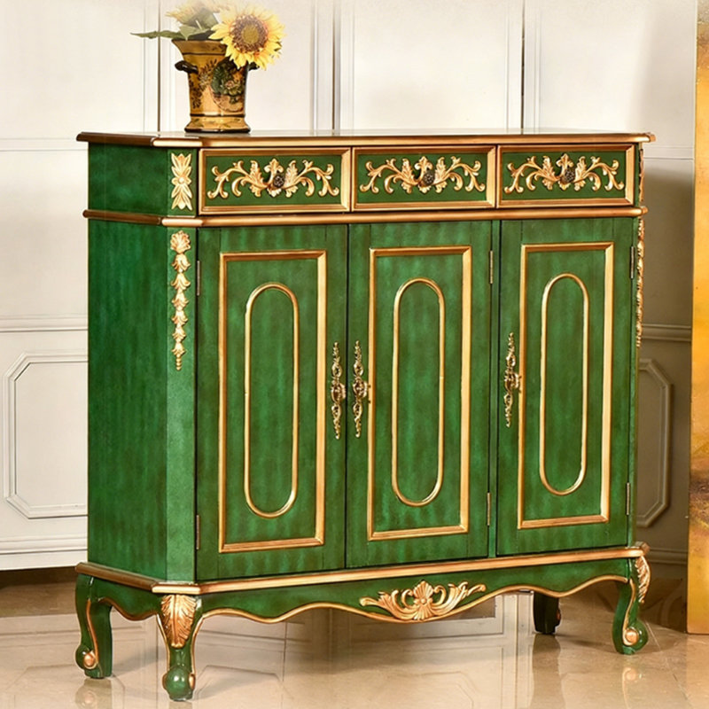 Banc de rangement vert en bois manufacturé