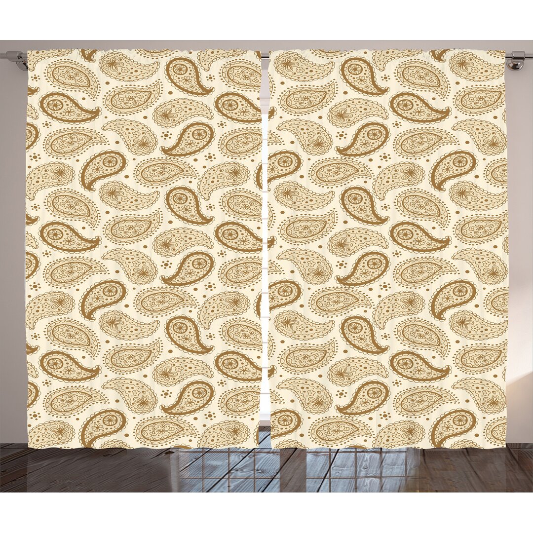 Rustikaler Vorhang, Paisley Oriental Persisch, Beige, Creme