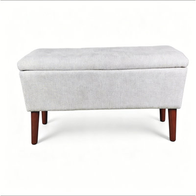 Banc repose-pieds rectangulaire de 42 po en lin, tabouret bas moderne avec repose-pieds en bois massif, banc à chaussures multi-usage et banc de bout de lit pour le salon / chambre à coucher