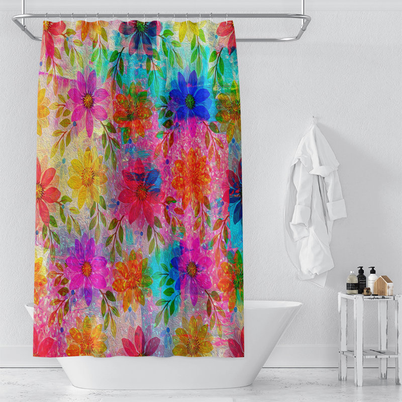 Rideau de douche simple à motif floral, 70 po x 72 po