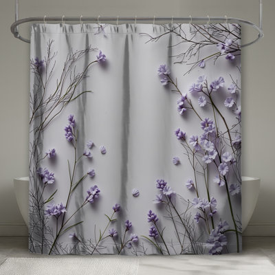 Lavender Shower Curtain - Floral Bathroom Decor Minimalist