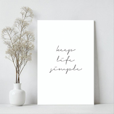1Pc Framed Canvas Poster Print Simple Life, Handwritten English Calligraphy, Modern Minimalist Style Wall Art Decor, Perfect for Room Decor Living Room Bedroom Office Kitchen Bathroom Home Decor, Ideal Home Wall Decoration Gift, 2D Flat