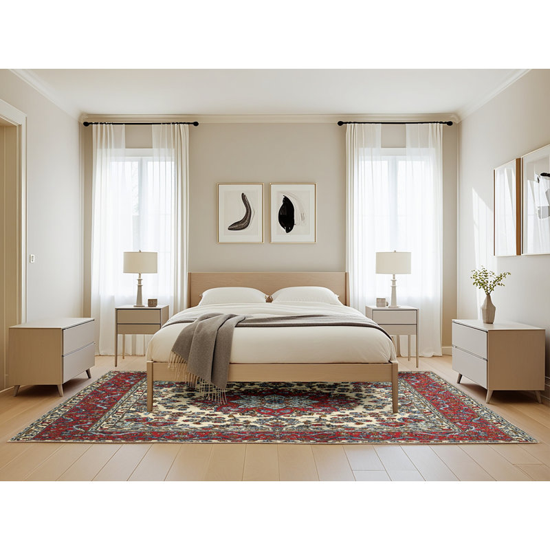 Rouge/beige à motif oriental digirolamo Tapis décoratif, Rectangle 5 pi x 8 pi