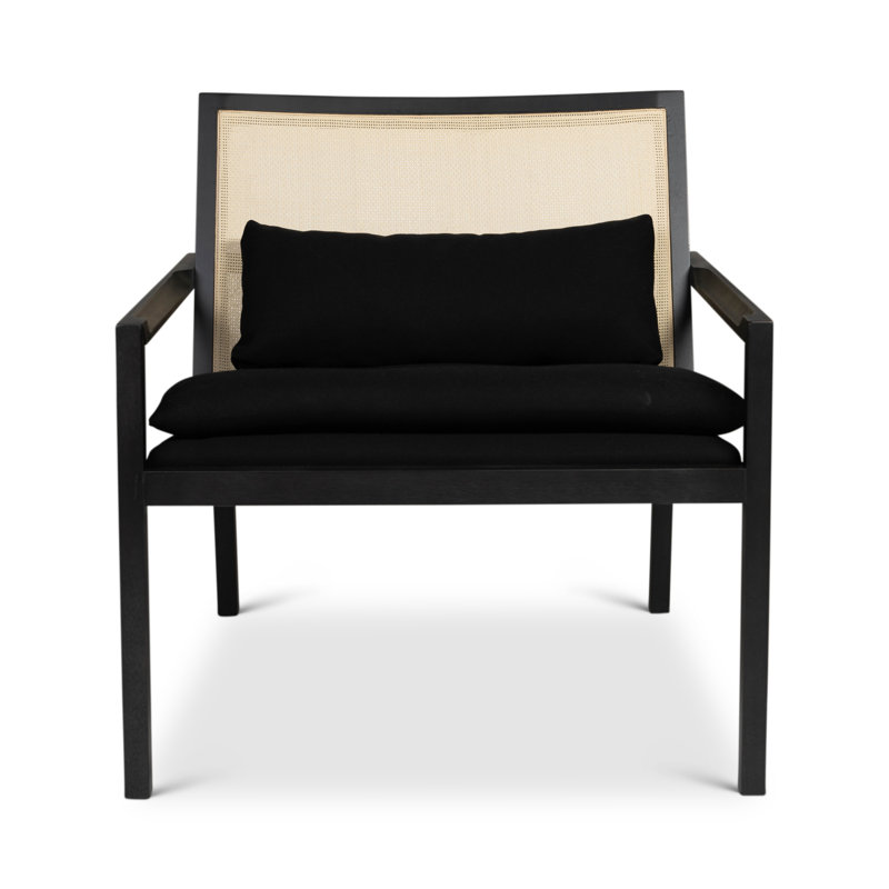 Fauteuil d'appoint rembourré Blau, Mélange de coton noir / cadre noir