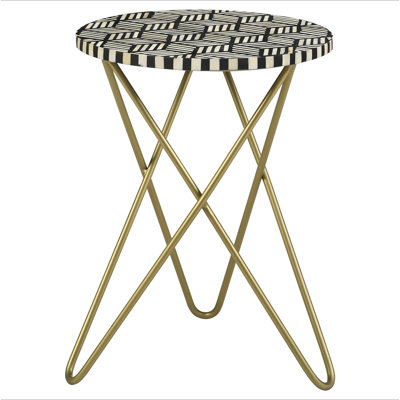 Table d'appoint noire, blanche et dorée