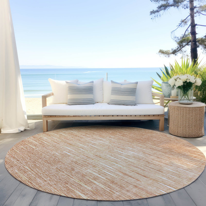 Leis Washable Ombre Indoor / Outdoor Rug, Round 8'