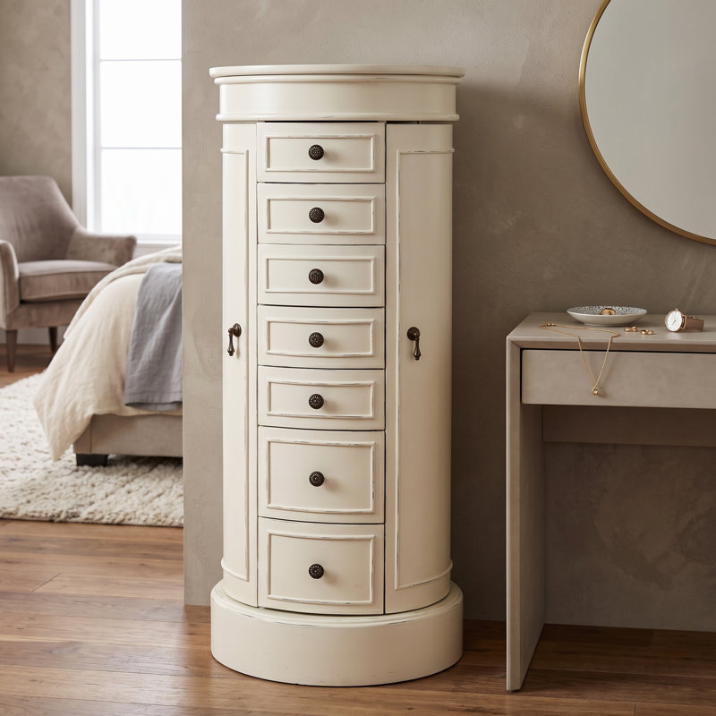 Armoire à bijoux avec miroir Pettus, Ivoire