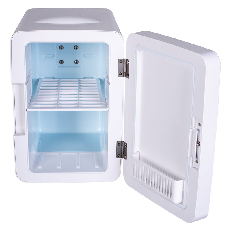 Compact White Thermoelectric Mini Fridge with Lighted Mirror