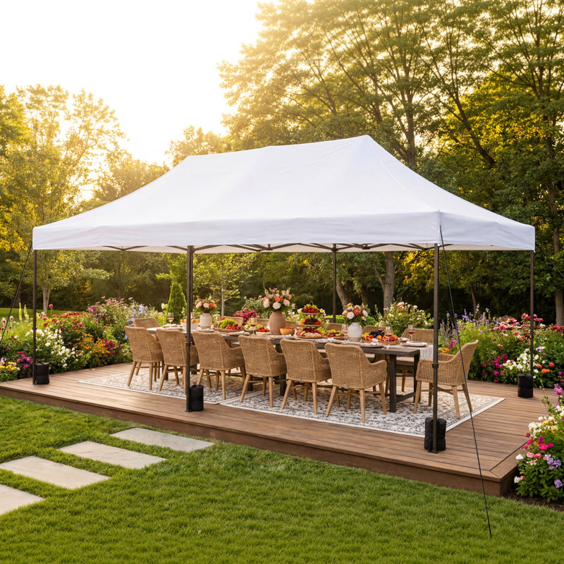 19.7 Ft. W X 9.8 Ft. D Steel Pop-up Canopy, Party Tent, Outdoor Canopies
