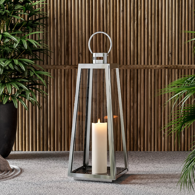 Stainless Steel Tabletop Lantern, 70cm H x 28cm W x 28cm D