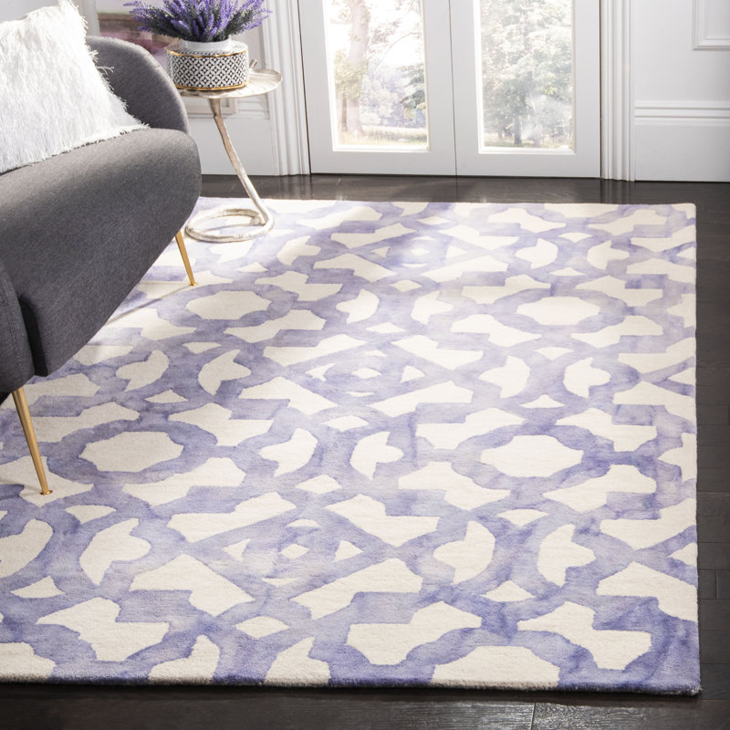 Tapis géométrique en laine / coton touffeté à la main Amekia, Rectangle 4 pi x 6 pi