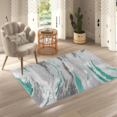 Abstract Flatweave Shag Area Rug