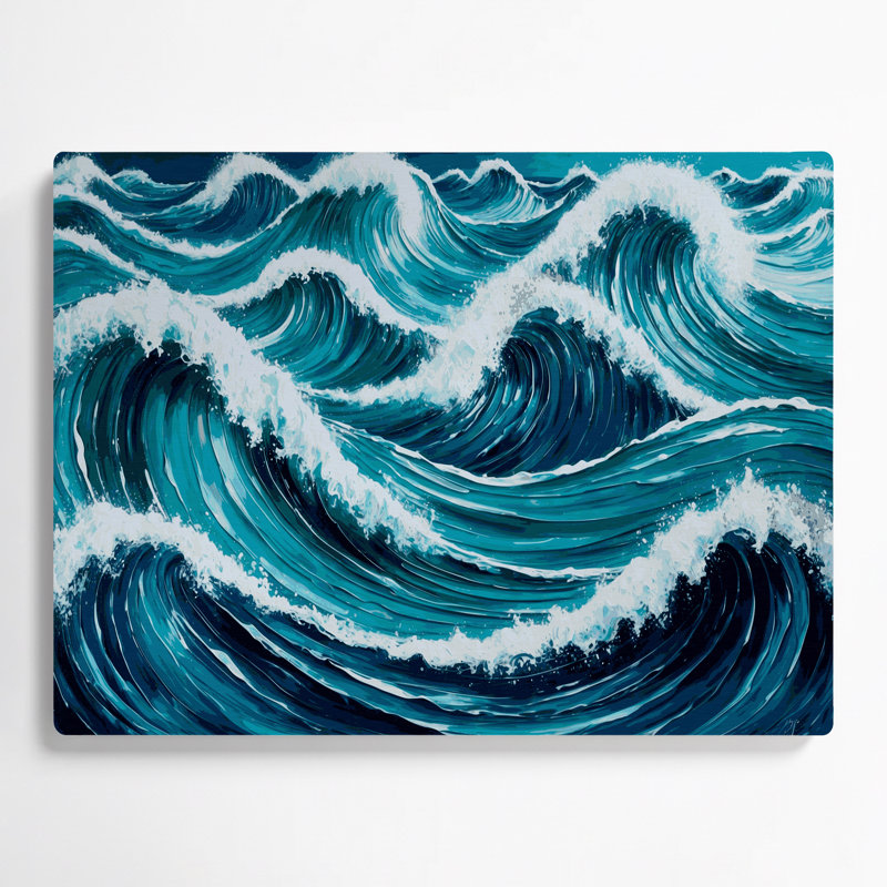 Hawaiian Wave Curls, art mural en métal vert, H 12 po x l 18 po