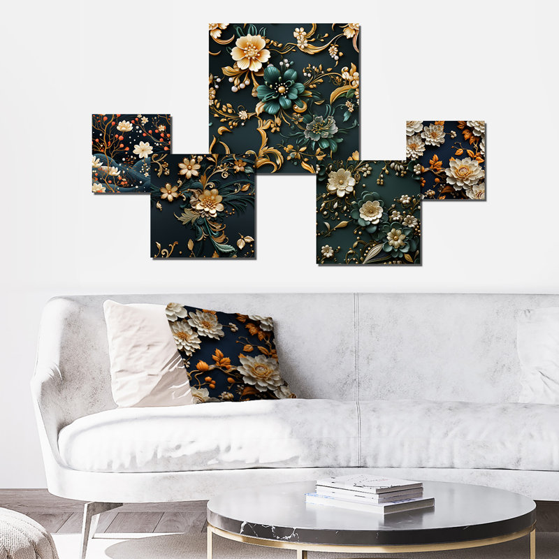 Rowen - ensemble d'art mural floral de 5