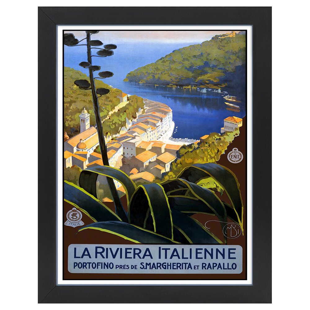 Leinwandbild Vintage Tourist Poster La Riviera Italienne