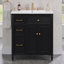 Meuble-lavabo autoportant de 76 cm (30 po) avec lavabo en céramique, porte à fermeture amortie, tiroir basculant, noir-850268759-850268746
