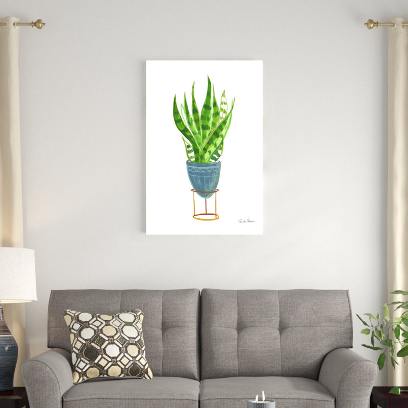 «Green House Plants IV» par Farida Zaman - peinture sur toile tendue, H 48 po x l 32 po x P 1,25 po