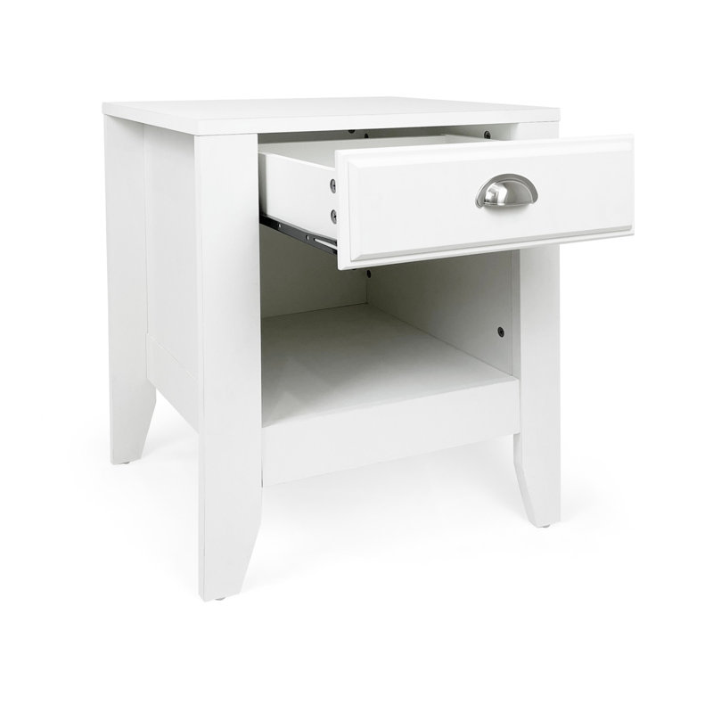 1 Drawer Nightstand, White, Individual