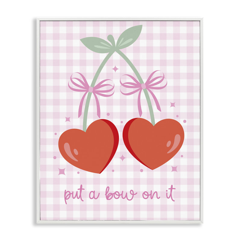 «Put A Bow On It», art giclée cerises par Ilis Avilés, Giclée encadrée blanc bord de mer, H 30 po x l 24 po
