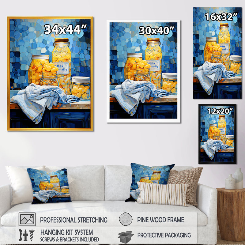 Détergent à lessive bleu et jaune III - Blanchisserie, art mural, H 40 po x l 30 po x P 1,5 po