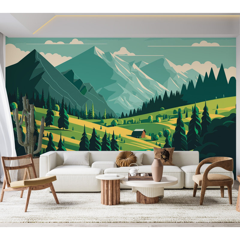Papier peint de qualité supérieure - Paysage de montagne, L 120 po x l 180 po
