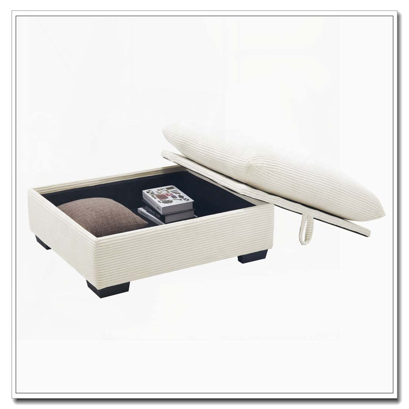 Repose-pieds modulaire en velours côtelé pour canapé, Beige