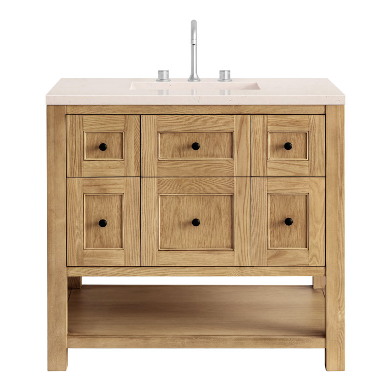 Breckenridge 36'' W Single Vanity, Light Natural Oak, Carrara White, 8" Widespread