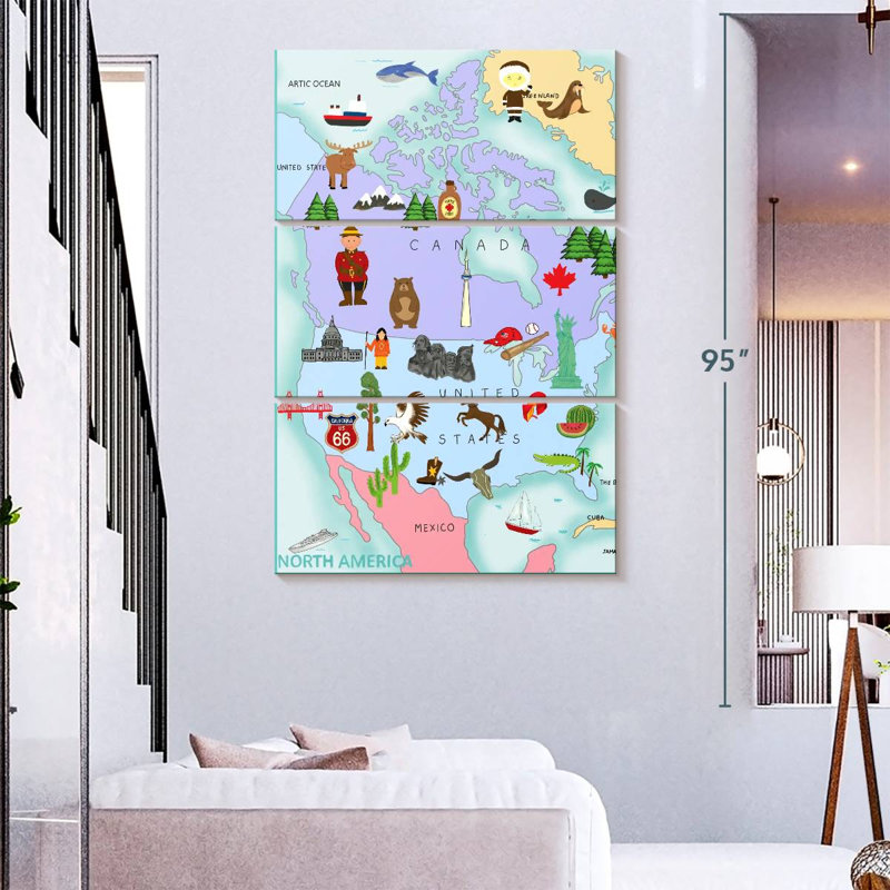Continents North America, 74" H x 48" W
