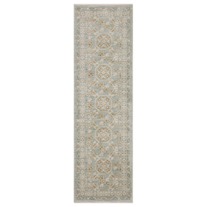 Graicyn Bohemian Medallion Teal/ Blue Area Rug, Rectangle 5'3" x 7'9"