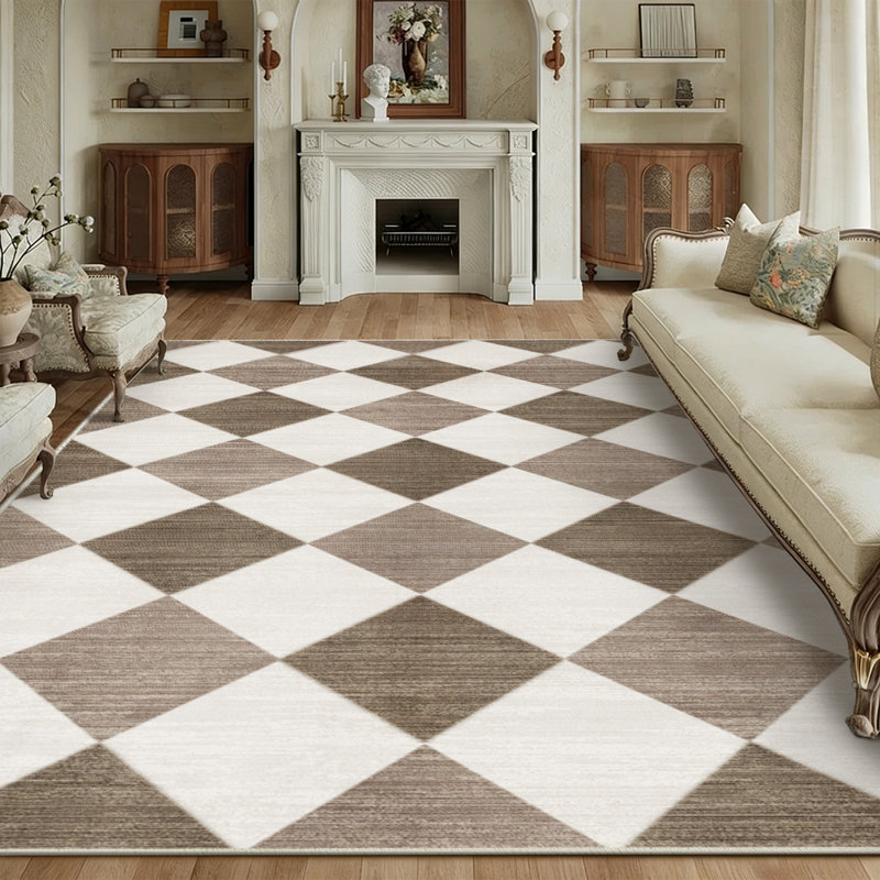 Washable Modern Coffee-Brown Area Rug Low Pile Rug for Living Room Bedroom Entrance Hotel, Rectangle 5' X 7'