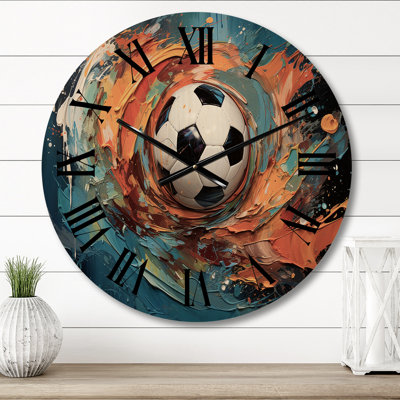 Soccer Ball Kaleidoscope I - Sports Oversized Wood Wall Clock