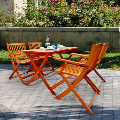 Foldable Patio Dining Set 4 Folding Chairs  1 Dining Table