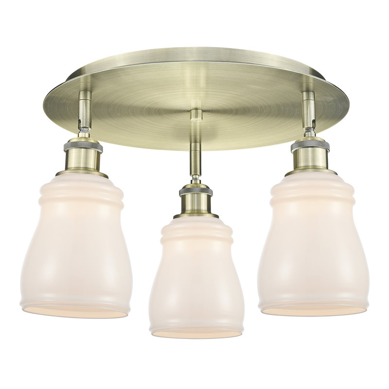 Plafonnier encastré Ellery, Laiton antique, Blanc