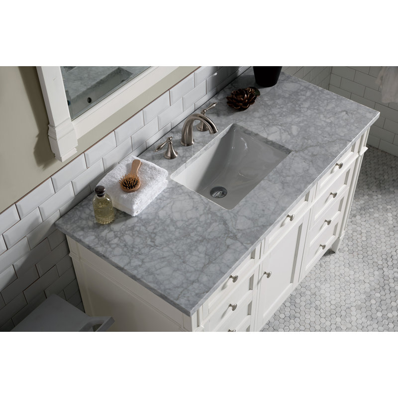 Brittany 48'' W Single Vanity, Bright White, Carrara White, 8" Widespread
