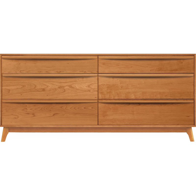 Catalina 6 - Drawer Solid Wood Dresser, Natural Cherry