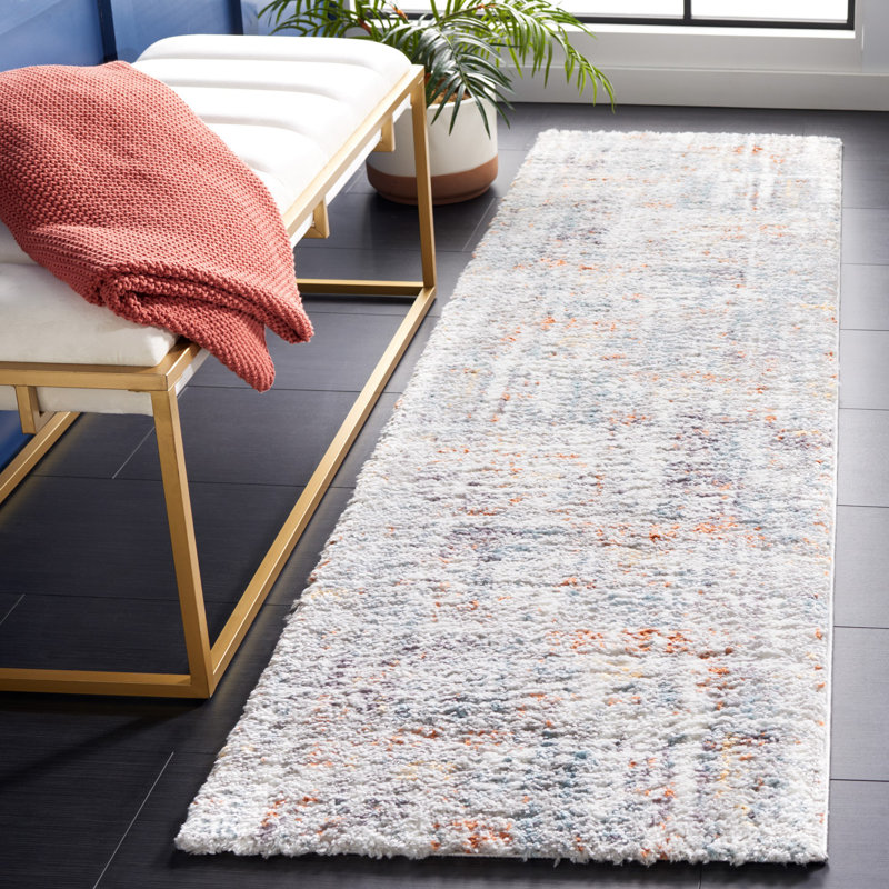 Gregor Padula Abstract Blue Rust/Ivory Area Rug, Rectangle 2'3" x 3'11"