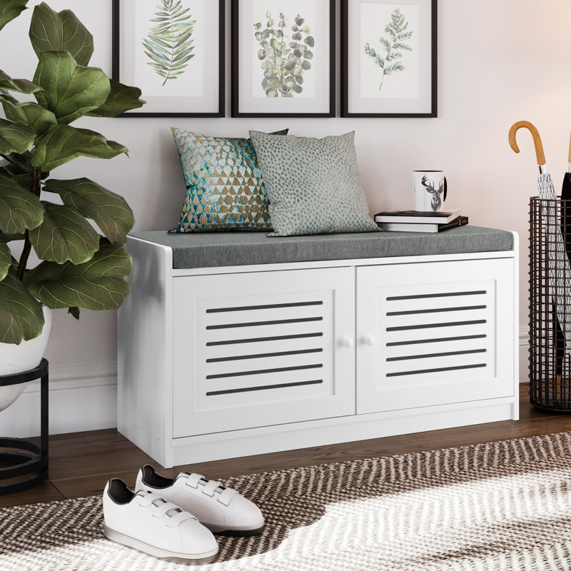 Trejan 10 Pair Stackable Shoe Storage Bench, White